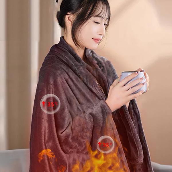 MIFAN 극세사 캠핑 휴대용 전기 담요 무선 USB 온열 담요, 베이지