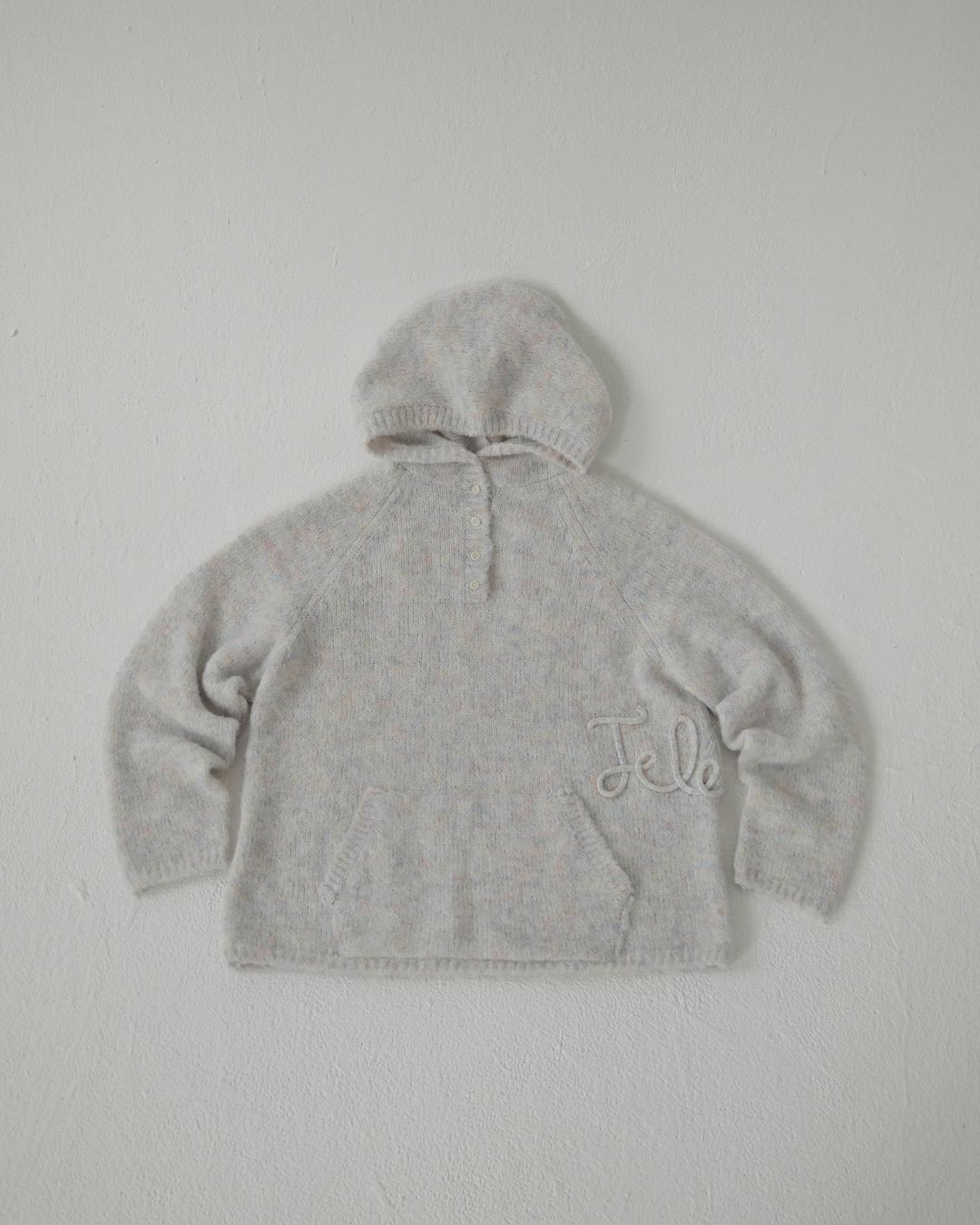flétta Lettering Knit Hoodie_Mix