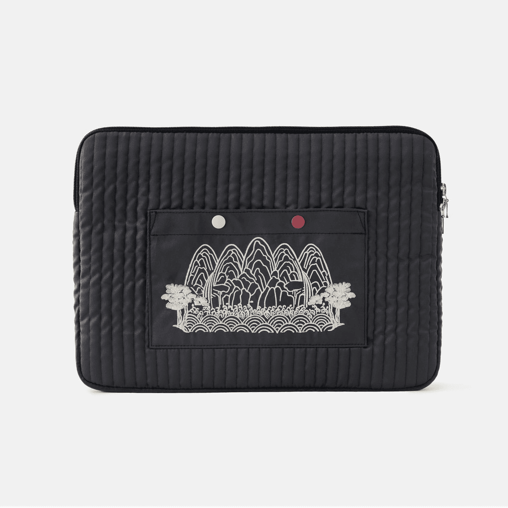 일월오봉도 누비 노트북 파우치(검정/공단)