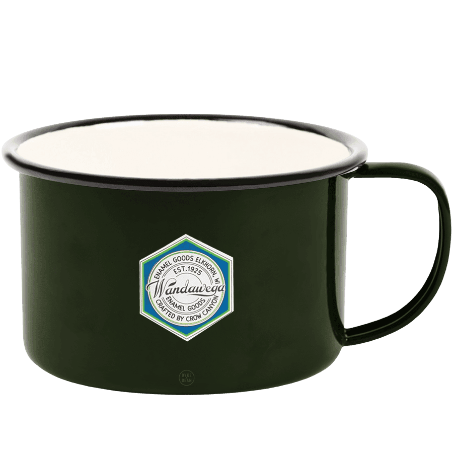 GREEN ENAMEL SOUP MUG
