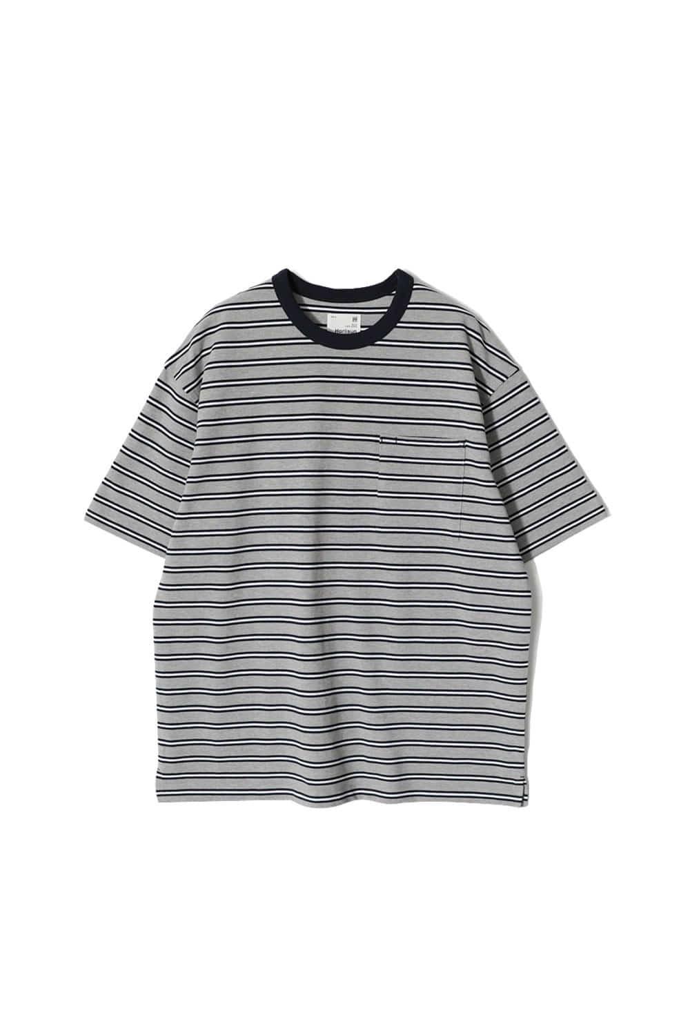 Powell Short Pique Stripe T-shirt Melange Gray