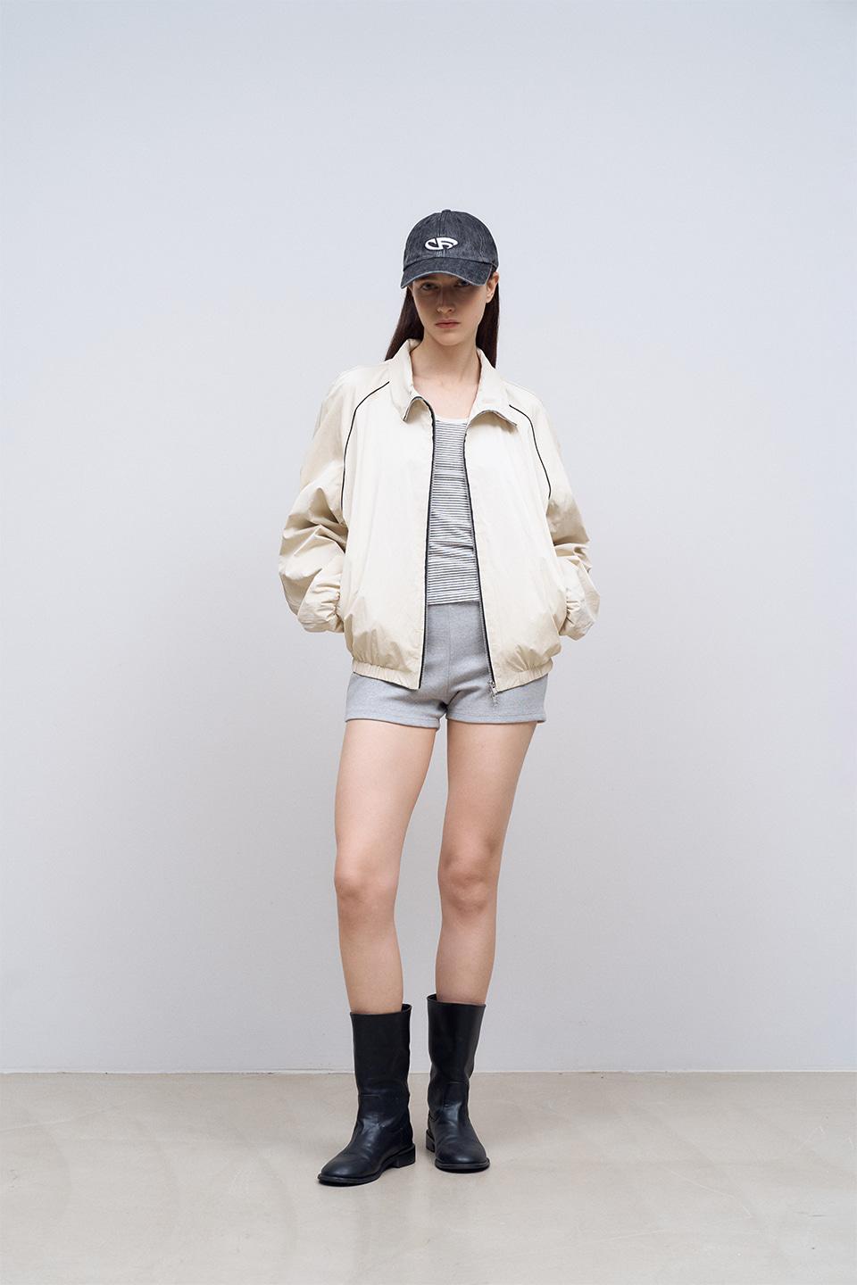 FAUX Leather Windbreaker in Ivory