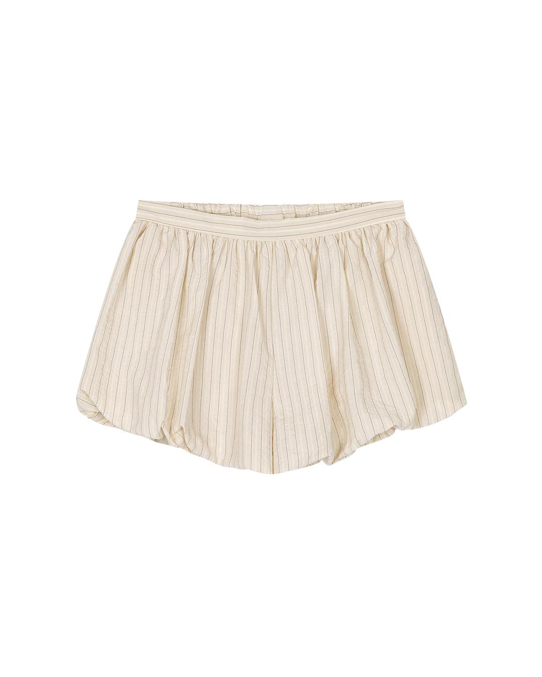 STRIPED BALLOON MICRO SHORTS, BUTTER