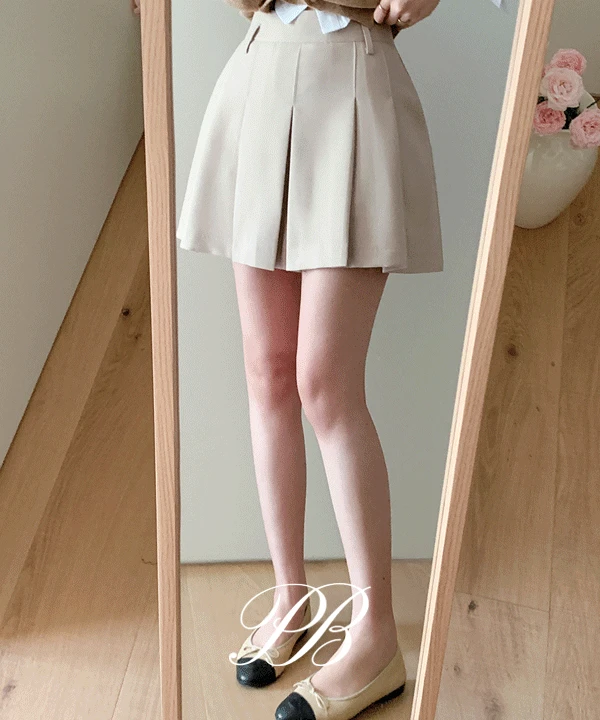 [허얇골넓핏] 마델 플리츠 미니 스커트 - 2color