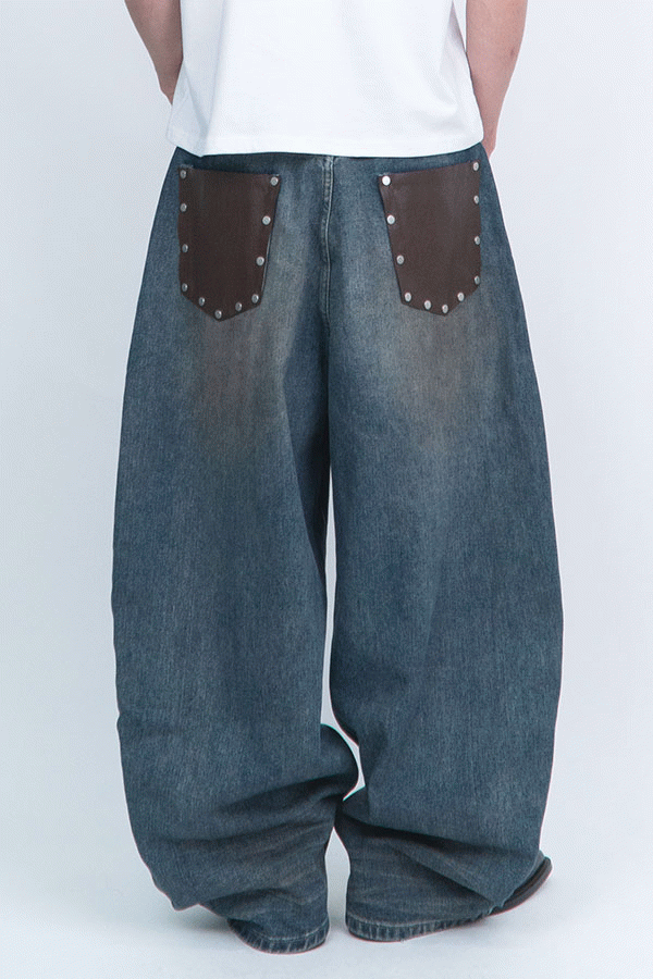 Back Leather Denim PT