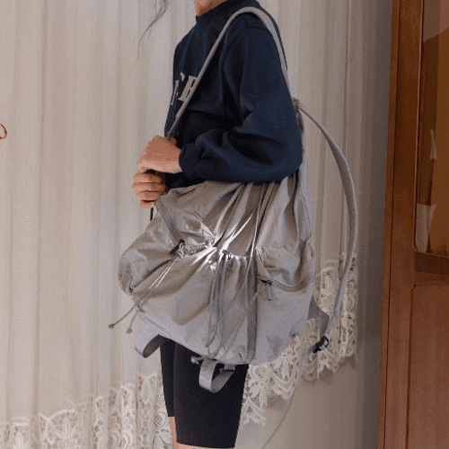 드로스트링 나일론 백팩 라이트 그레이