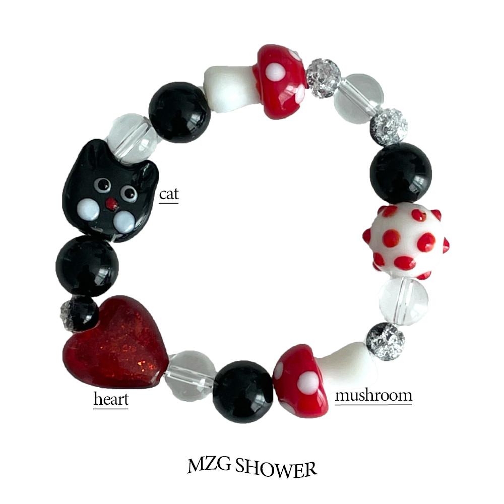 귀여운 원석 팔찌 cat&heart&mushroom bracelet - 당일출고
