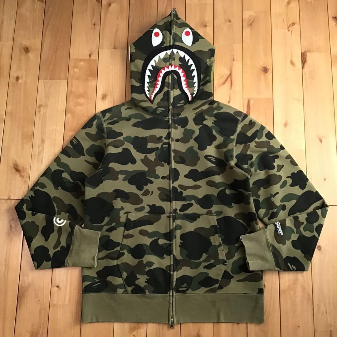 Windstopper 1st camo green シャーク パーカー Lサイズ shark full zip hoodie a bathing ape BAPE エイプ ベイプ 迷彩