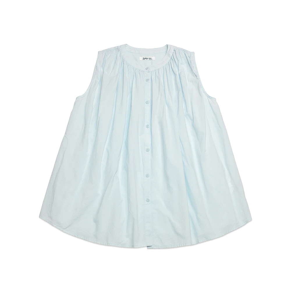 Sleeveless Smock Shirring Blouse - Sky Blue