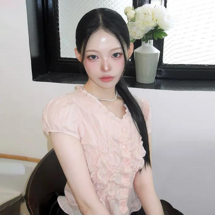 Saya Frill Puff Blouse (FL-180_Powder Pink)