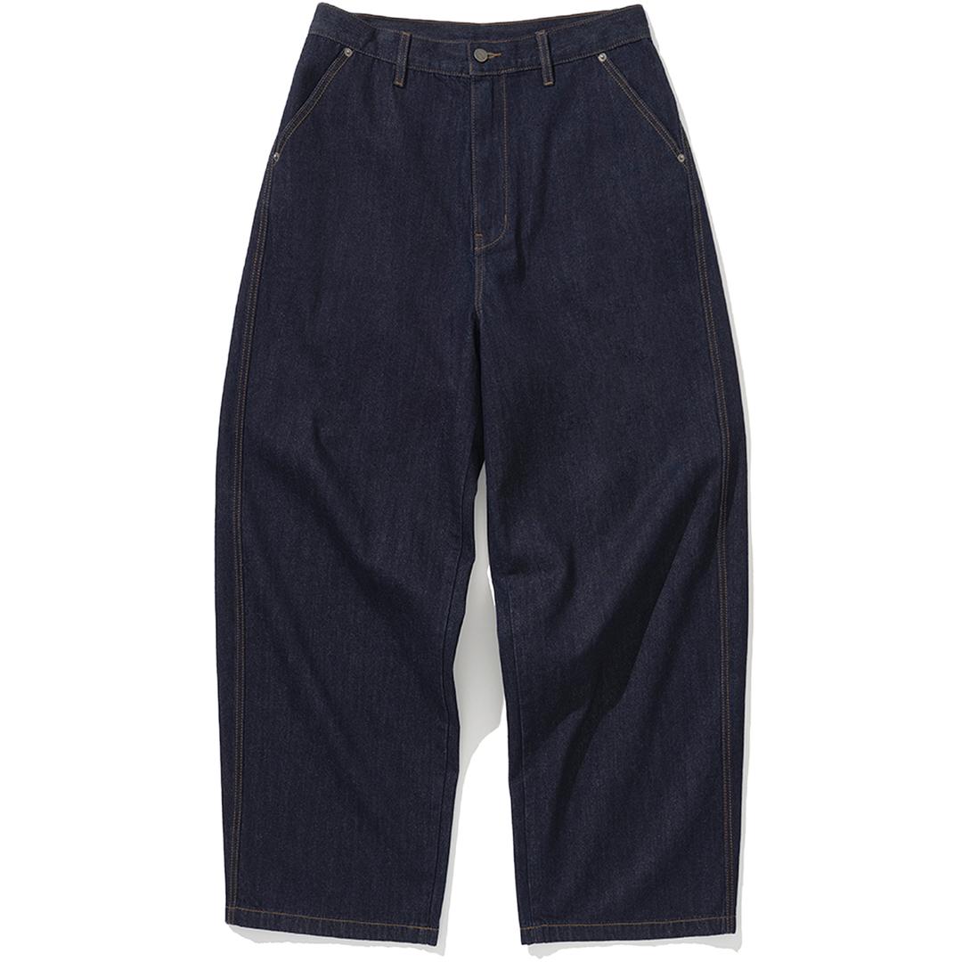 [여름 원단] Linen Like Curved Semi Wide Denim Pants - Deep Indigo