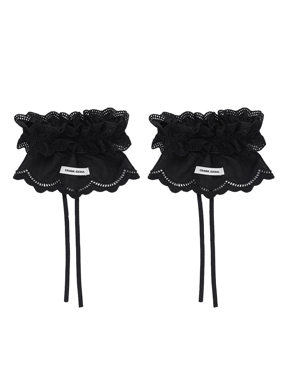 COTTON FRILL SHOE COVER_BLACK