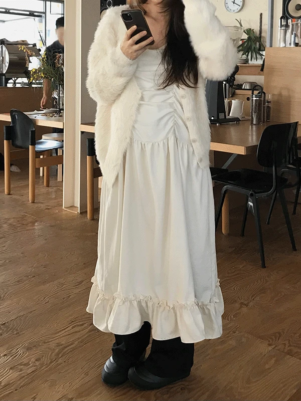 윈터 셔링 스트랩 원피스