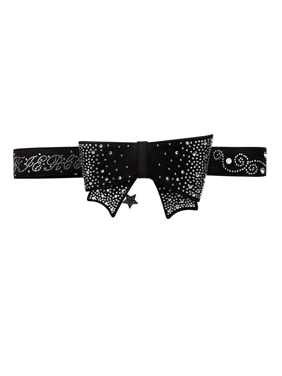 SPARKLY BOW BELT - BLACK