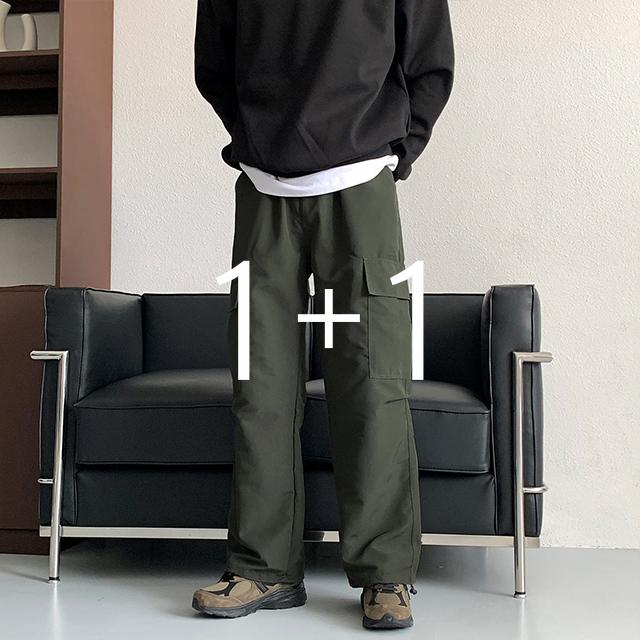 [1+1] [기모 ver] 뉴잉 5컬러 신소재 카고 스트링 팬츠