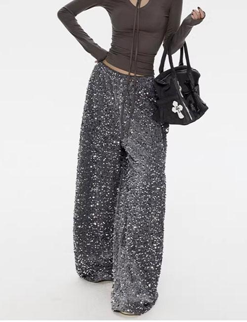 디에 제로 스팽글 와이드 융팬츠