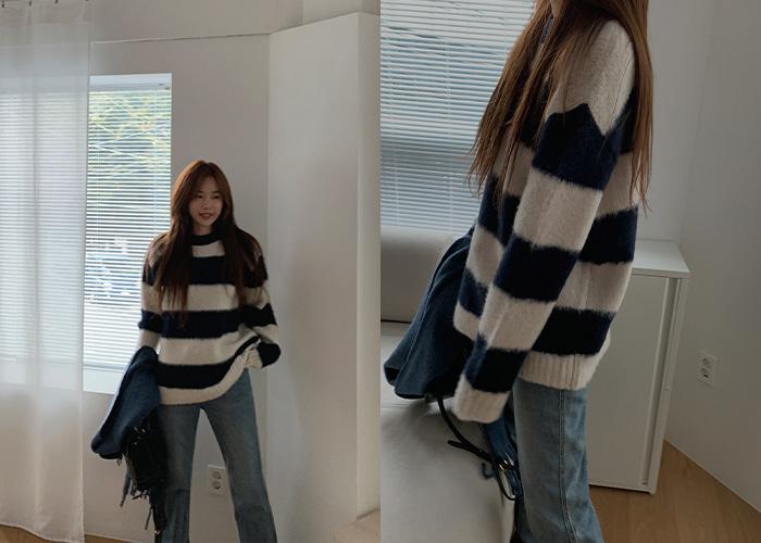 미테 스트라이프 니트 (3colors)