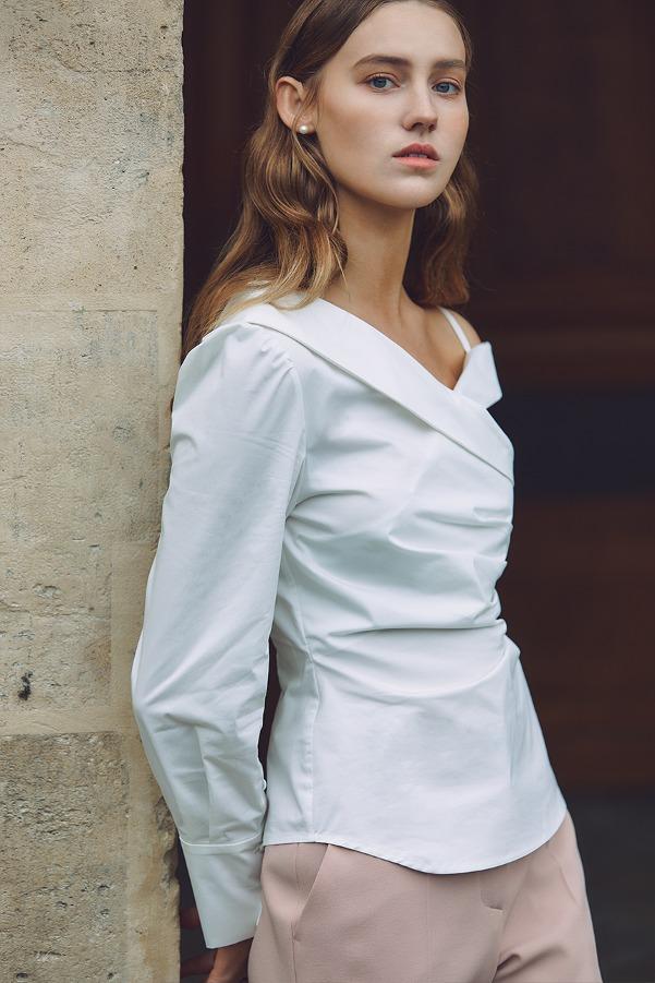 MIRIAM One shoulder shirt blouse (Off white)