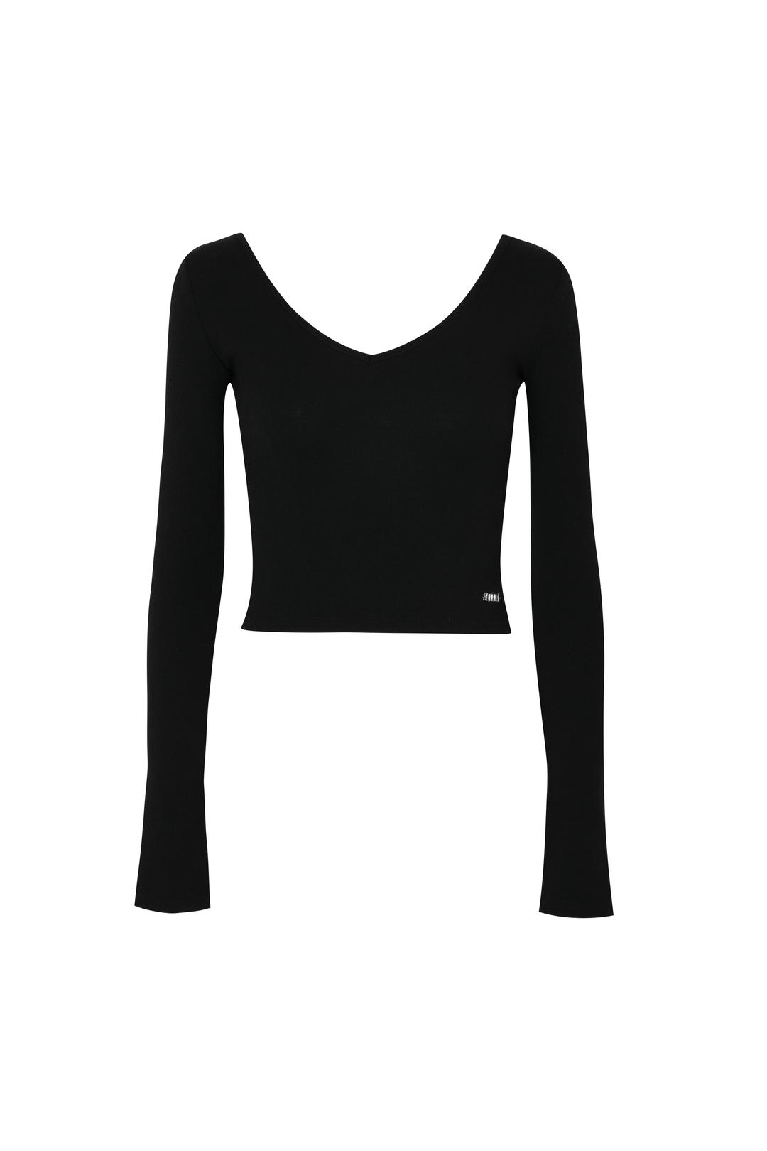V-NECK LONG SLEEVE T-SHIRTS [BLACK]