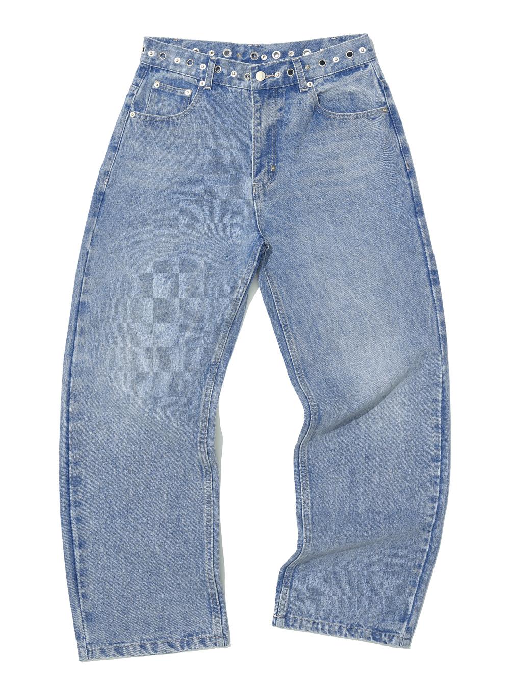 [WOMEN] METAL POINTED WAIST JEANS_LIGHT BLUE