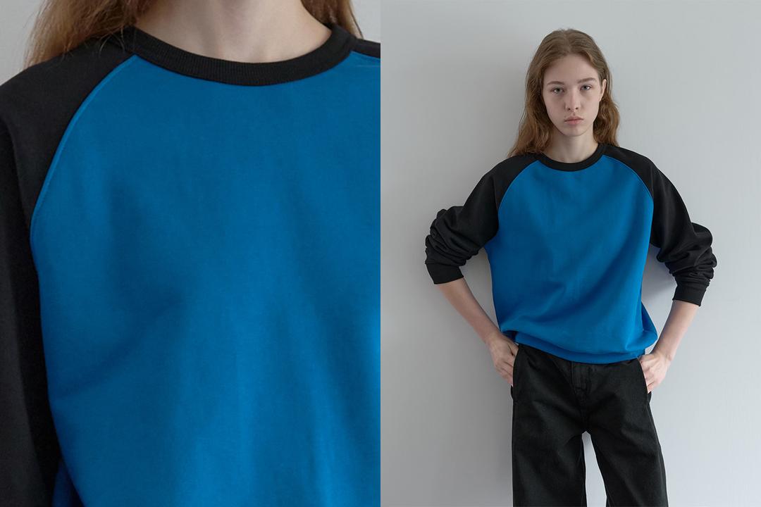 Raglan cotton sweatshirt (blue)