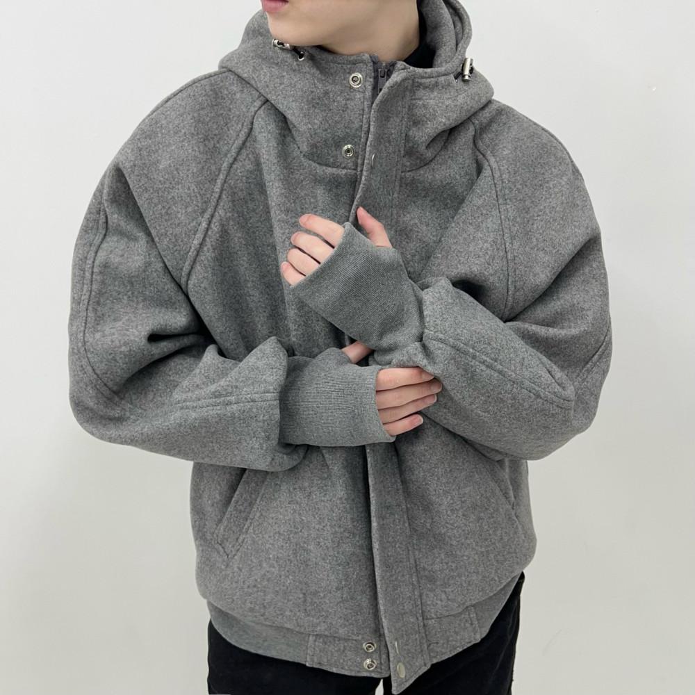 ML 미니멀 울 후드 워머 블루종 자켓 3Color