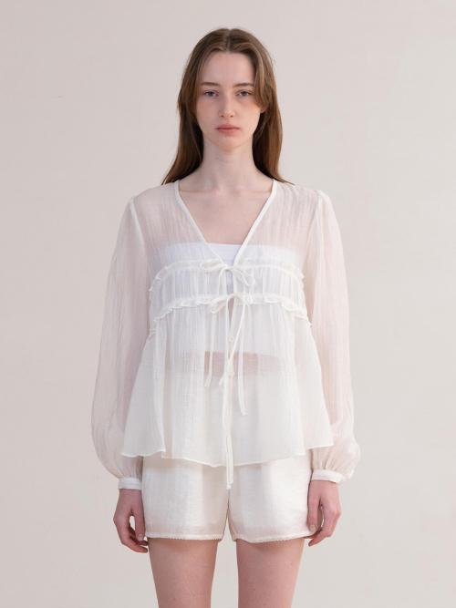 Sarah Shirring Blouse_White