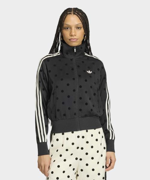 새틴 폴카 닷 트랙탑 - 블랙 / KV1166