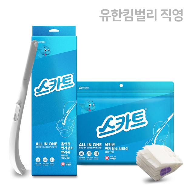 [신제품] 스카트 올인원 변기청소브러쉬 본품 1EA+리필 1EA(24입) 외