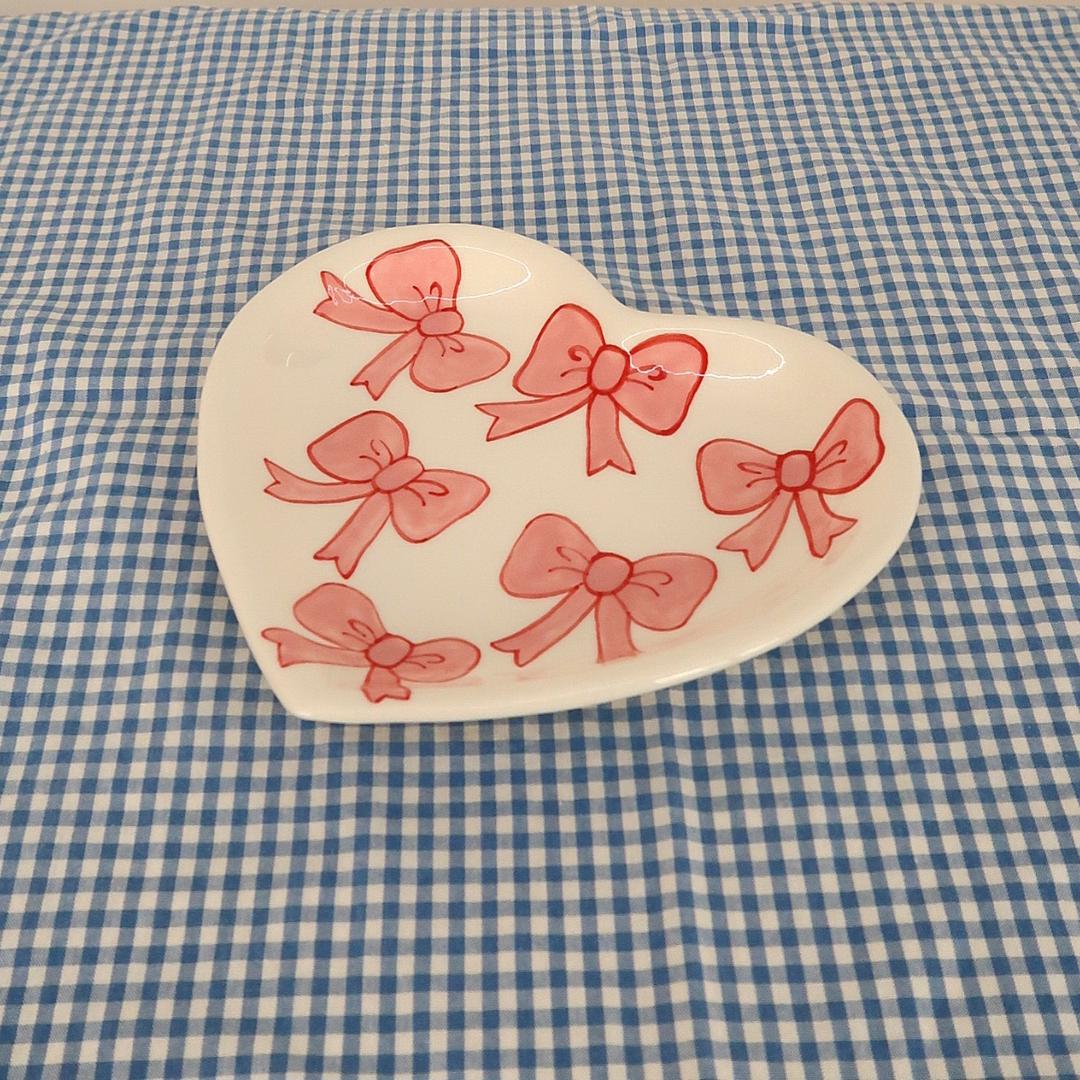 핑크리본 하트접시