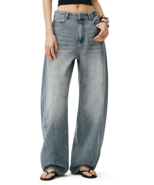 [린넨라이크]Linen Like Curved Wide Jeans DCWPT026LIGHTBLUE