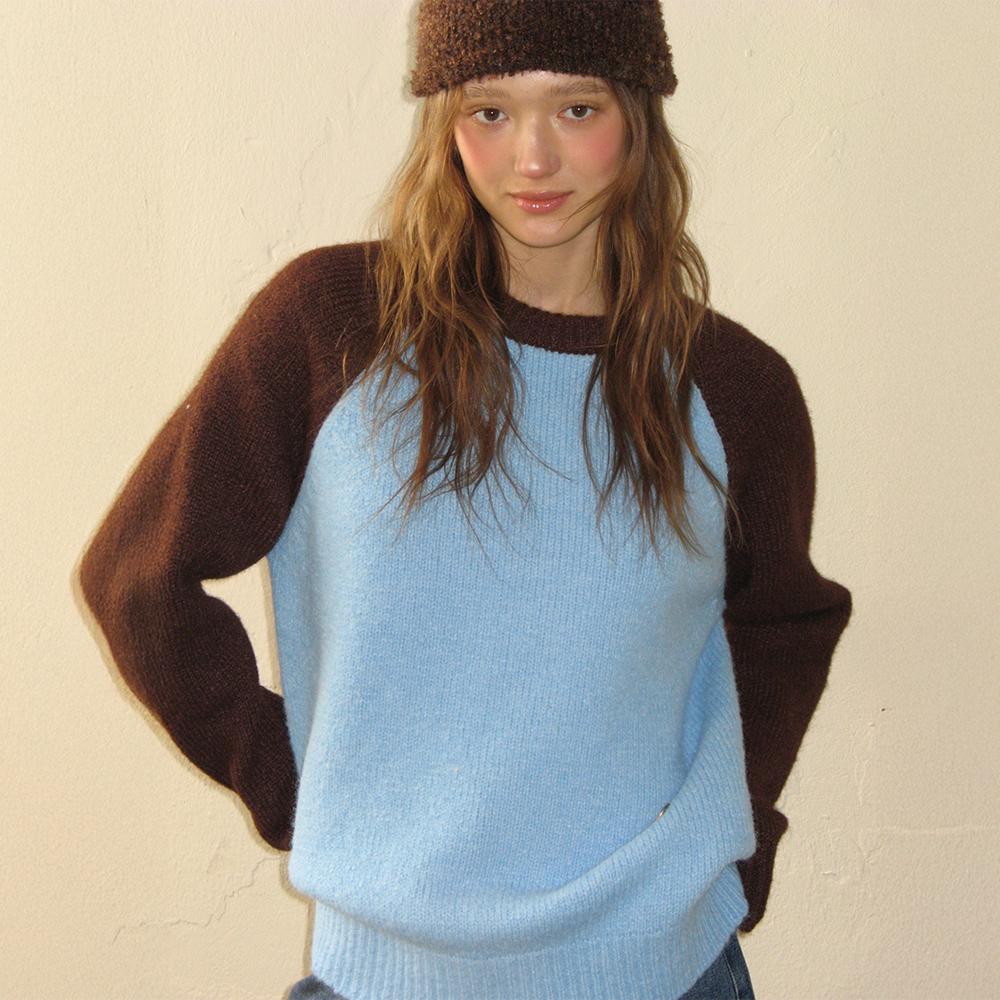 WOOL RAGLAN KNIT SKY BROWN