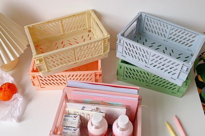 파스텔 미니 폴딩박스 접이식 수납함 2size / 4colors