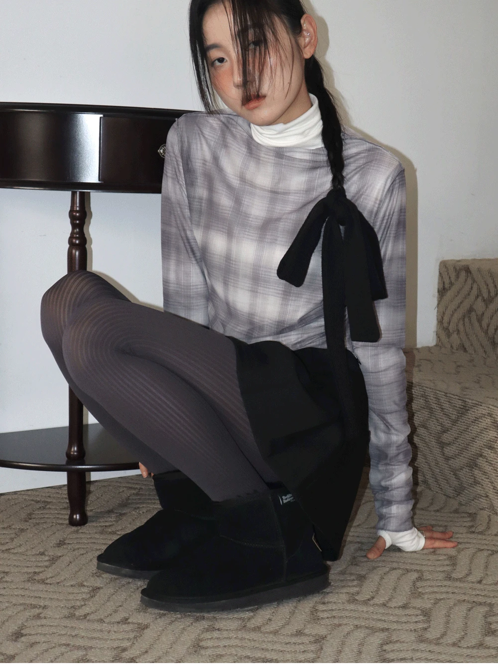 무드 골지 스타킹