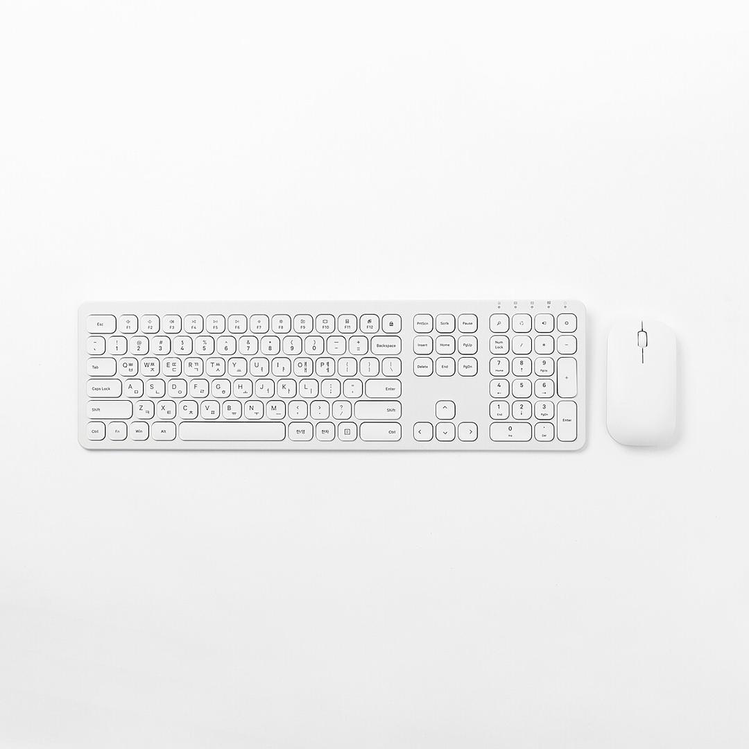 JAJU/자주 부드러운 타이핑 무선 키보드와 무선 마우스 (화이트/블랙)