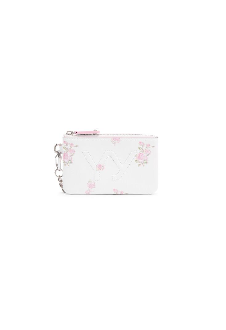 YY FLOWER CHAIN WALLET WITH MIRROR, WHITE