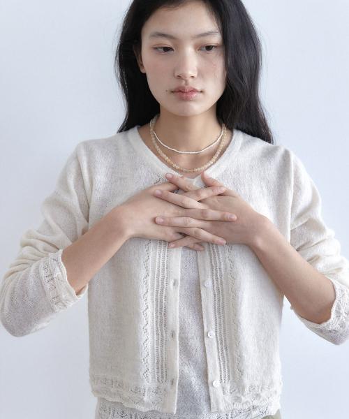 FRILL CROCHET LAYERED CARDIGAN [ CREAM ]