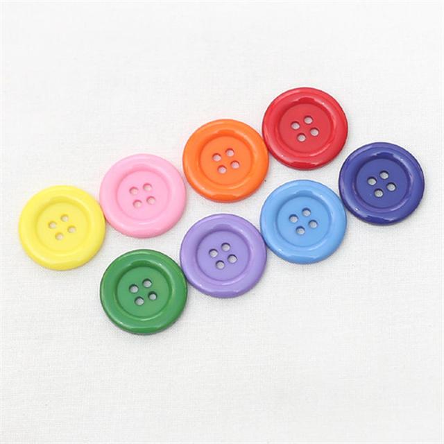 무지개단추(8개)[1039] / 칼라 25mm 컬러 네 구멍 무지개 만들기 단추 재료