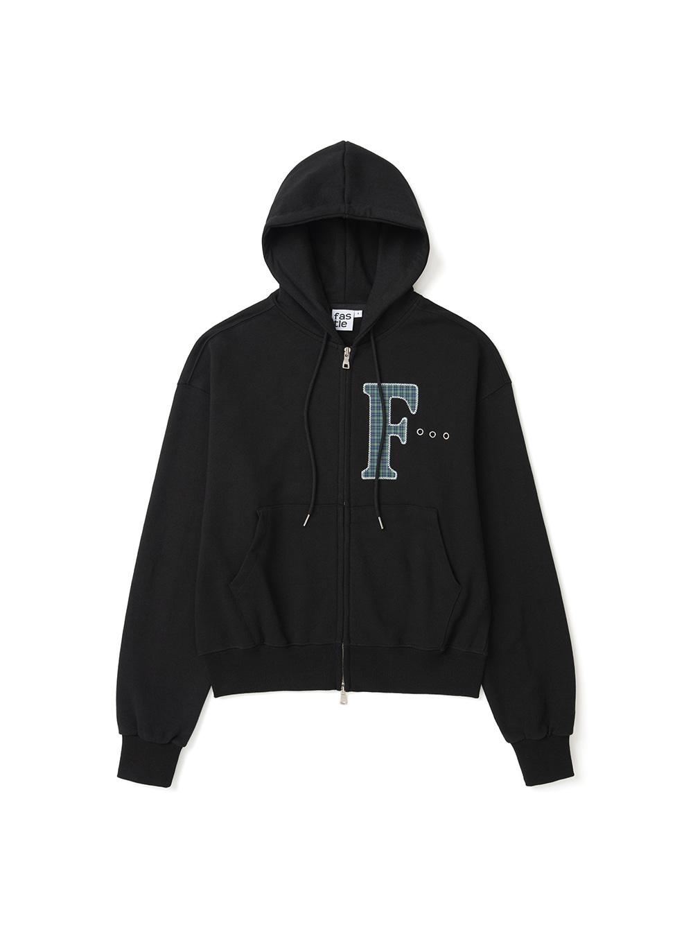 F-Applique Zip Hoodie Black