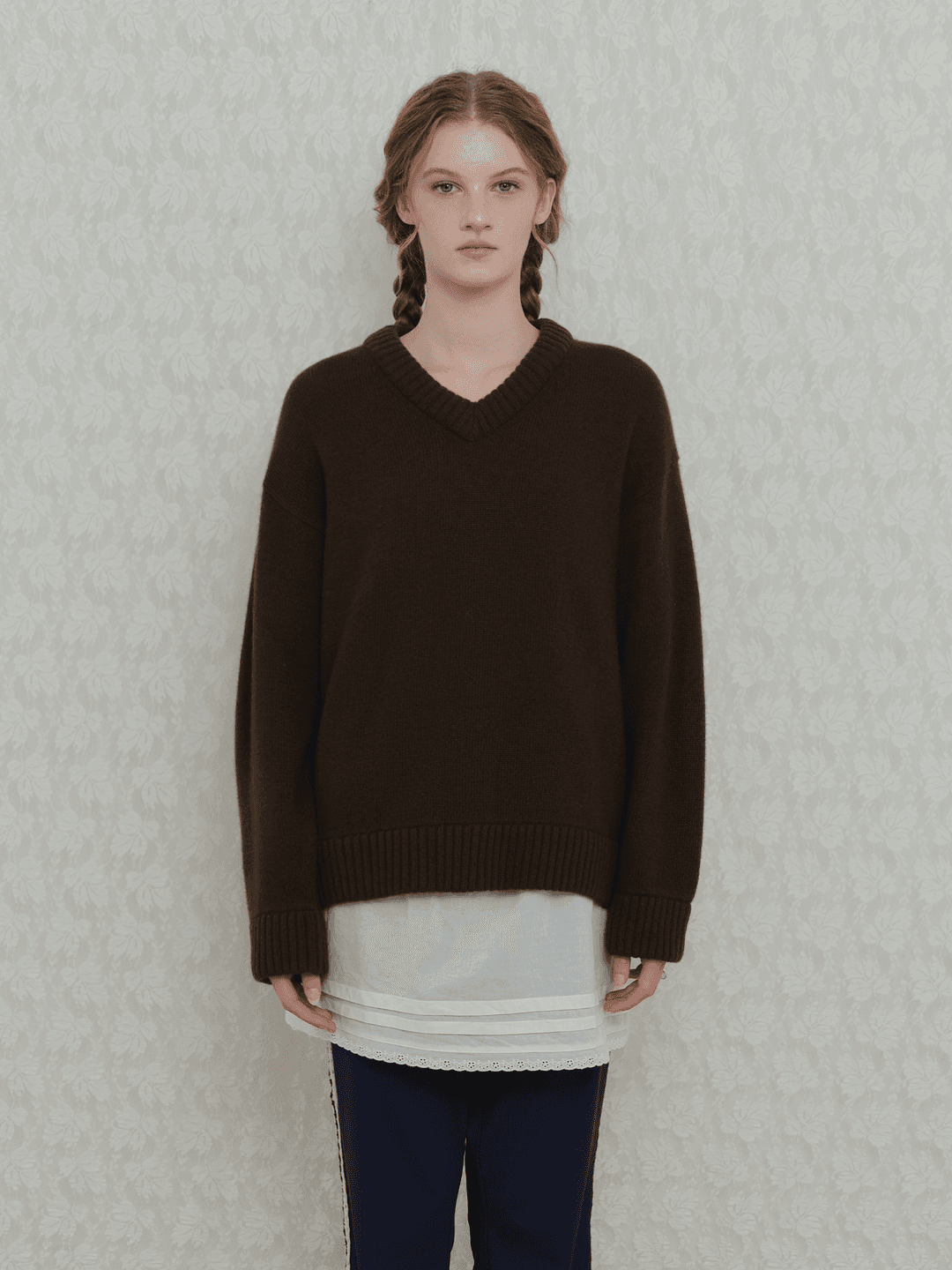 90’s V-neck Cashmere Knit - Brown