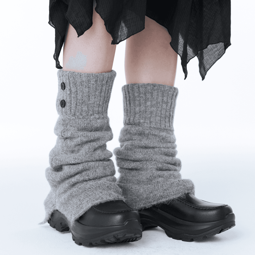 Button knit leg warmer GREY
