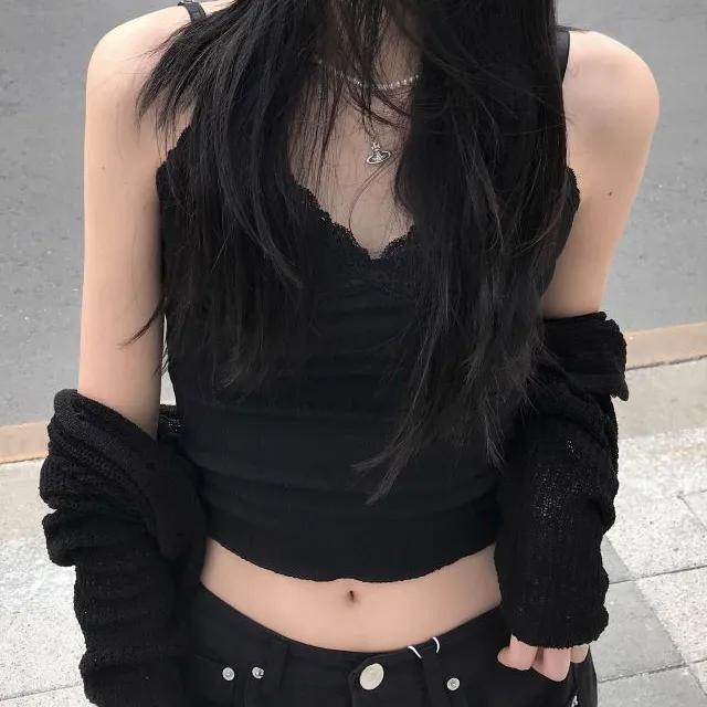 [끈조절 가능] 로미오 레이스 레이어드 물결 나시