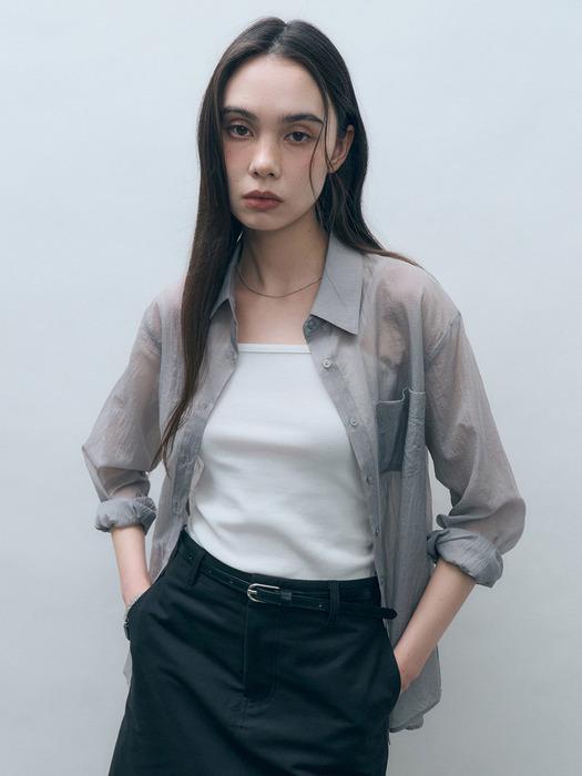 글로우 시스루 셔츠 라이트그레이 MDSH014LGRAY