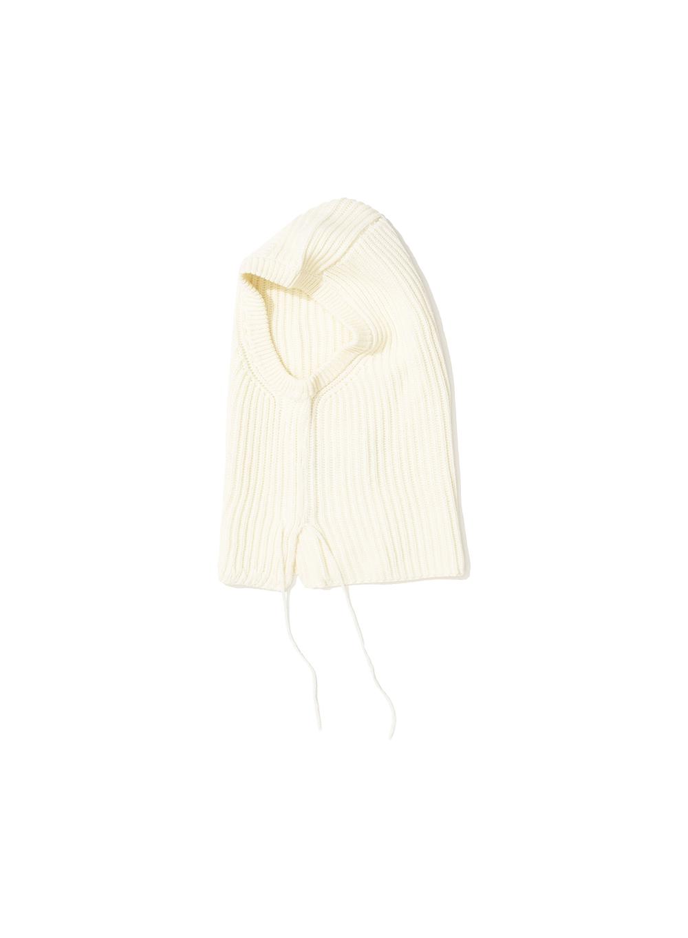 [WOMEN] STITCH POINTED NECK WARMER HOODIE_WHITE