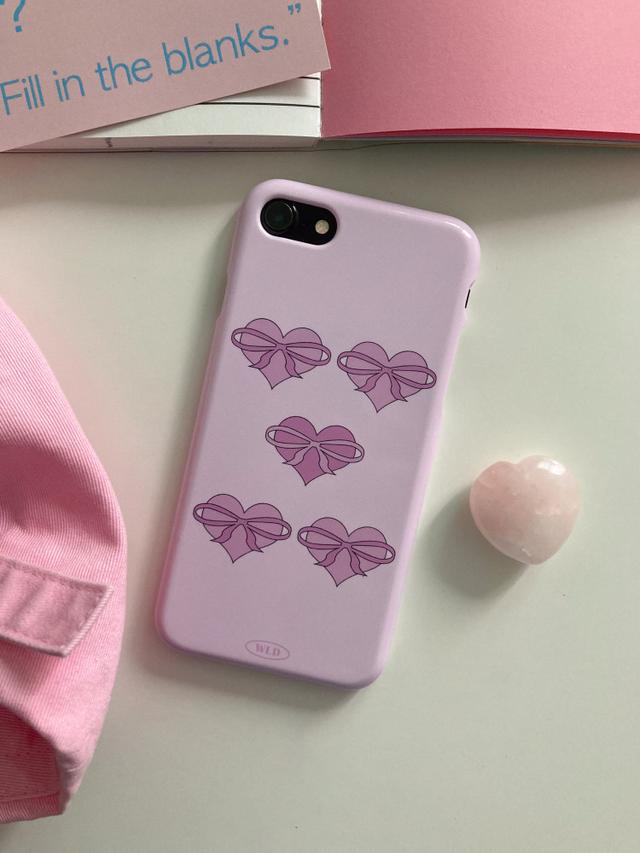 [WLD] heart ribbon case | 유광 하드케이스 | 아이폰 케이스 | 갤럭시 케이스 | 하트리본 케이스