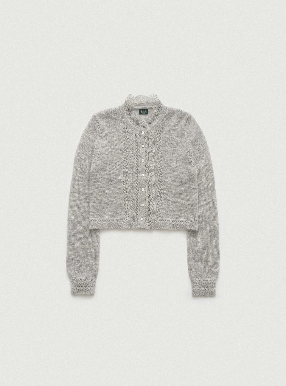 Hale Frill Mohair Cardigan_Light Grey [12월 말 순차 배송]