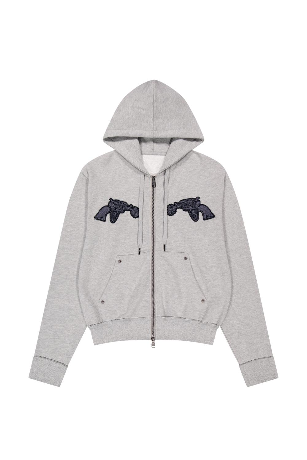 Gun Wappen Zip-Up Hoodie (Gray)