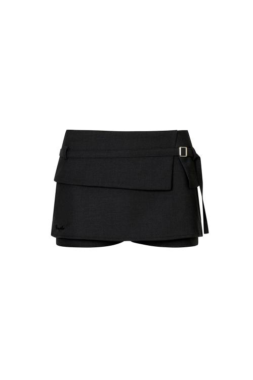 HEART BELTED MINI SKIRT black