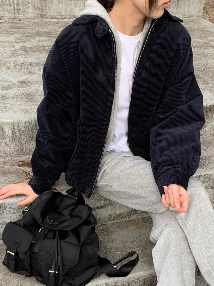 유이르무이 MOANI 모아니 프리미엄 코튼 코듀로이 블루종 자켓 2color