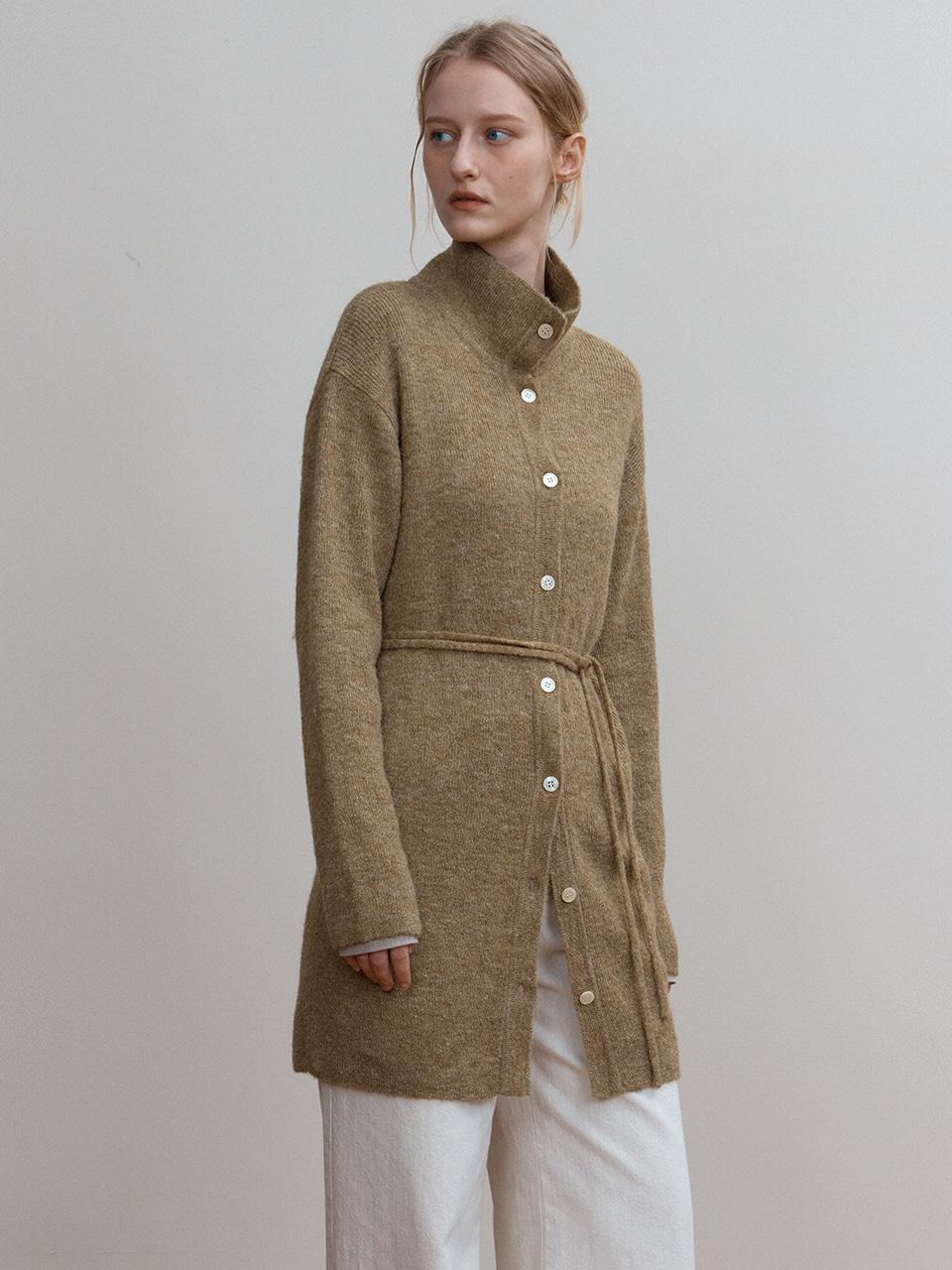 AUDE KNIT LONG CARDIGAN, KHAKI